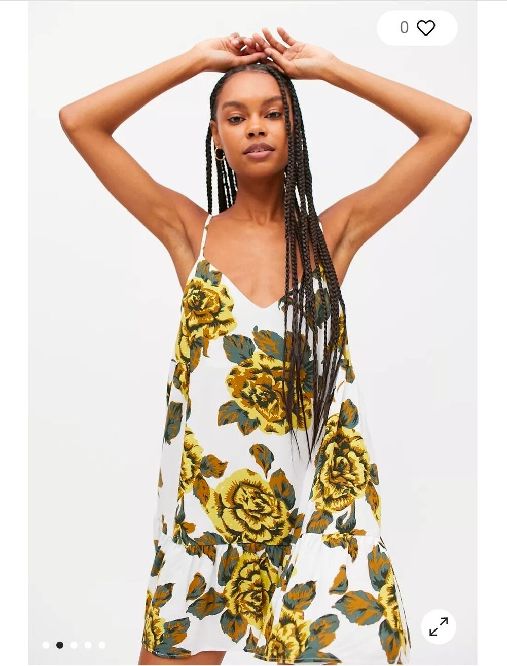 Urban Outfitters Floral Swing Mini Frock Dress Size Small Yellow Rose Tiered